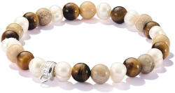 Thomas Sabo ezüst női gyöngyös karkötő ekrü-barna színű kövekkel - X0293-014-7-L15 (X0293-014-7-L15)