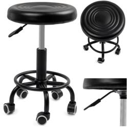 STERNHOFF Fodrászati kozmetikai szék, forgó szék kerekeken fekete, 120 Kg terhelhetőséggel (SDH636)