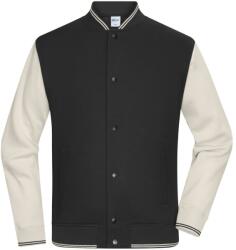 James & Nicholson (Daiber) Kétszínű College pulóver - Fekete / homokkő | S (8044-1782974319)