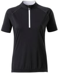 Daiber Tricou de ciclism pentru femei cu fermoar scurt JN513 - Neagră / albă | L (JN513-1752600)