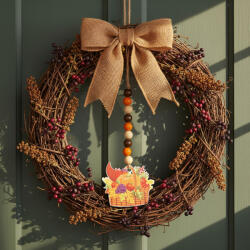  Őszi dekoráció - bőség kosár - akasztható - fa - 29 x 9 cm 59024A (59024A)