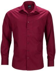 James & Nicholson (Daiber) Férfi hosszú ujjú ing JN642 - Borvörös | 5XL (1-JN642-1748366)