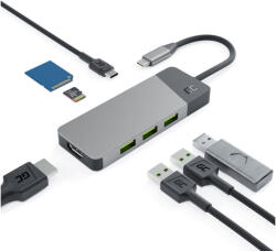 Green Cell 7 az 1-ben többportos adapter Apple MacBook M1/M2 USB-C-ről USB-C-re, HDMI, USB-A, SD, MicroSD (HUBGC01)