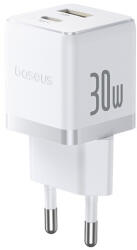  Baseus Palm hálózati gyorstöltő 30W, USB Type-C + USB Type-A, fehér (P1011160A213-00) - bstrade