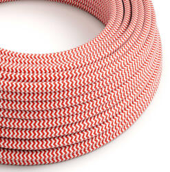Creative Creative Cables textil lámpakábel Fényes tűzpiros és optikai fehér cikk-cakk textil kábel - Az XZ2RZ09 (XZ2RZ09)