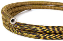 Creative-Cables Creative-Tube rugalmas vezeték, Rayon ZigZag Gold és Black RZ24 szövetborítás, átmérő 20 mm (NG20RZ24)