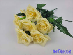  Rózsa 7 ágú selyem csokor 40 cm - Vaj