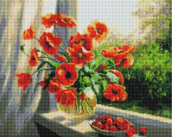 iPicasso Set goblen cu diamante, cu sasiu, Maci si zmeura, 40x50 cm (PD4050208)
