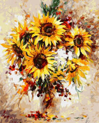 iPicasso Set pictura pe numere, cu sasiu, Buchet de floarea soarelui - Leonid Afremov, 40x50 cm (PC40501137)