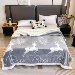 Jojo Home Patura cocolino groasa cu blanita alba 200x230cm, doua fete, gri, reni - F128 (F128) Patura