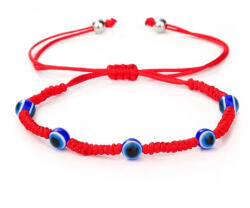 Kincsecske Kollekció Piros védelmi fonal karkötő 5 darab Nazar kővel