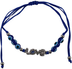 Kincsecske Kollekció LOVE feliratos kék karkötő Nazar medállal