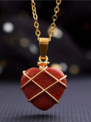 Kincsecske Kollekció Szív alakú vörös homokkő nyaklánc