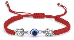 Kincsecske Kollekció Nazar köves és teknősös piros fonal védelmi karkötő
