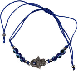Kincsecske Kollekció Kék Hamsa kéz védelmező karkötő Nazar középpel
