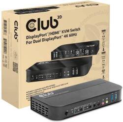 Club 3D Switch CLUB 3D 4K60Hz 2x DP > HDMI oder DP/2xUSB/Audio (CSV-7210)