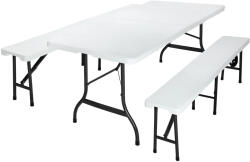 CASARIA Összecsukható sörpad garnitúra 3 darabos műanyag fehér 183cm