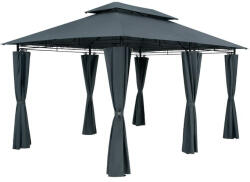 CASARIA Topas kerti pavilon függönnyel 50+ UV védelem antracit 3x4 m (994678)