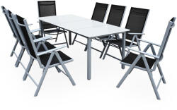 CASARIA Bern 8 személyes ALU kerti bútor garnitúra tejüveg asztallappal világosszürke (993524)