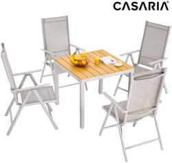 CASARIA Bern 4 személyes ALU kerti étkező szett kerti bútor garnitúra WPC asztallap krém (994701)