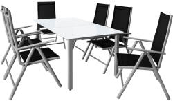 CASARIA Bern 7 részes ALU kerti bútor garnitúra tejüveg asztallappal világosszürke