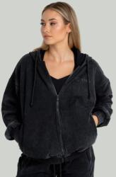 GymBeam STRIX Zip Washed női kapucnis pulóver Black XS