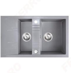 FERRO MEZZO II 1.5 medencés csepptálcás gránit mosogató, szürke BEMUTATÓ (FRR-DRGM3/48/79GA_X)
