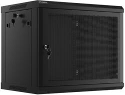 Lanberg WF01-6409-23B 19" 9U SZÉL: 600mm MÉLY: 450mm MAG: 512mm lapraszerelt perforált ajtós fekete fali rack szekrény (WF01-6409-23B) - bestbyte