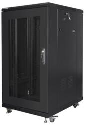 Lanberg FF01-6822-23B 19" 22U SZÉL: 600mm MÉLY: 800mm MAG: 1159mm lapraszerelt hálós fémajtós fekete rack szekrény (FF01-6822-23B) - bestbyte