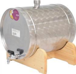 Panka Inox 45 l-es Panka pálinkatartály, fekvő fa állványon (14859)