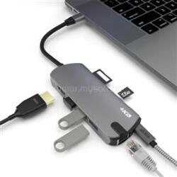 NEXTONE PD-PRO-HUB USB-C Pro többportos szürke adapter (PD-PRO-HUB) (PD-PRO-HUB)