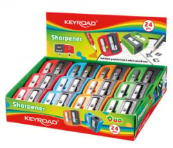 Keyroad Hegyező, 2 lyukú, 24 db/display, Dou-Power, vegyes színek (KR972265) (KR972265)