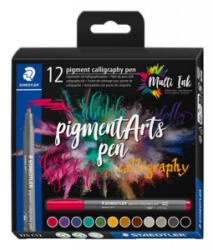 STAEDTLER Kalligrafikus filctoll készlet, 2 mm, 'Pigment 375', 12 különböző szín (TS375C12) (TS375C12)