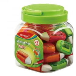 Keyroad Hegyező, 1 lyukú, radírral, 24 db/display, Twist, vegyes színek (KR971837) (KR971837)