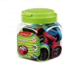 Keyroad Hegyező 2 lyukú 24 db/display Rubber vegyes színek (KR971835) (KR971835)