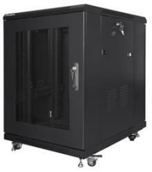 Lanberg FF01-6815-23B 19" 15U SZÉL: 600mm MÉLY: 800mm MAG: 848mm lapraszerelt hálós fémajtós fekete rack szekrény (FF01-6815-23B) - officedepot