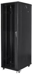 Lanberg FA01-8842-12B 19" 42U SZÉL: 800mm MÉLY: 800mm MAG: 2047mm összeszerelt üvegajtós fekete rack szekrény (FA01-8842-12B) - officedepot