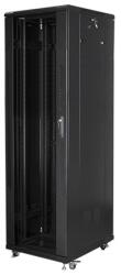 Lanberg FA01-8047-12B 19" 47U SZÉL: 800mm MÉLY: 1000mm MAG: 2277mm összeszerelt üvegajtós fekete rack szekrény (FA01-8047-12B) - officedepot