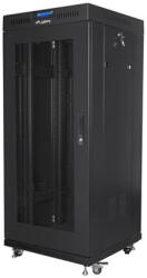 Lanberg FF01-6627-23BL 19" 27U SZÉL: 600mm MÉLY: 600mm MAG: 1461mm lapraszerelt LCD hálós fémajtós fekete rack szekrény (FF01-6627-23BL) - officedepot