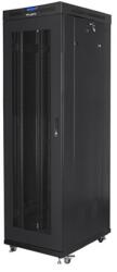 Lanberg FF01-6042-23BL 19" 27U SZÉL: 600mm MÉLY: 1200mm MAG: 1438mm lapraszerelt LCD üvegajtós fekete rack szekrény (FF01-6042-23BL) - officedepot