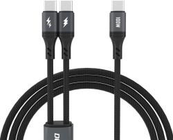 Dudao Cablu pentru incarcare si transfer de date Dudao L3F, 3x USB-C, 100W, 1.2m, Negru (6976625333493)