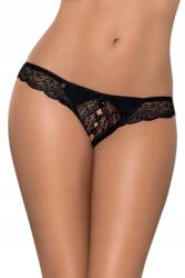 Obsessive nyitott tanga Miamor fekete 2XL (44/46 2XL/3XL SEKSOWNE KORONKOWE STRINGI)