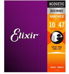 Elixir Akusztikus gitár húrok Elixir 11002 80/20 Bronze Nanoweb 10-47 (11002)