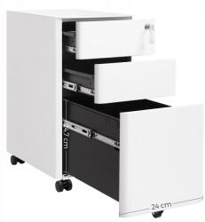 SONGMICS Fehér fém irattároló irodai szekrény 5 kerekes zárható (0194343106588)
