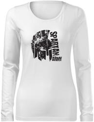 DRAGOWA Slim női hosszú ujjú póló León, fehér 160g/m2