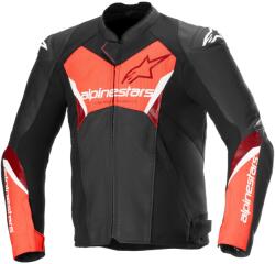 Alpinestars Geacă din piele moto Alpinestars Faster 3 Airflow negru-rosu fluo (AIM100-1065)