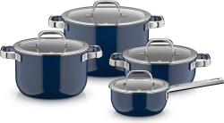 WMF Set de oale cu cratiță și 4 capace WMF Fusiontec Mineral Pro, albastru oceanic, 8 piese (521245290)