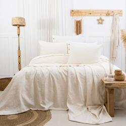 Saheser® Cuvertura bumbac jacquard 240x260cm + 2 fete de perna, Julia crem