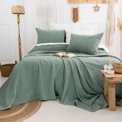 Saheser® Cuvertura bumbac jacquard 240x260cm + 2 fete de perna, Julia verde