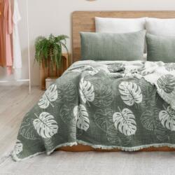 Saheser® Cuvertura muselina 240x260cm + 2 fete de perna, Saheser Home, Forest verde